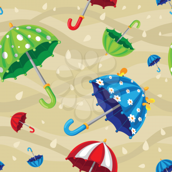illustration of a seamless rainbow umbrellas
