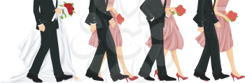 Royalty Free Clipart Image of a Bridal Recessional