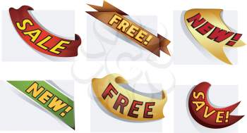 Royalty Free Clipart Image of a Sale Ribbons