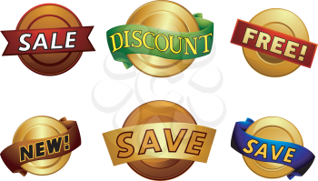 Royalty Free Clipart Image of Badges For Discount and Save