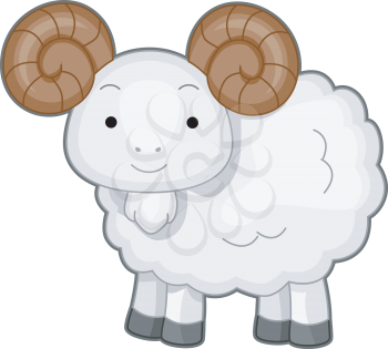 Royalty Free Clipart Image of a Woolly Ram