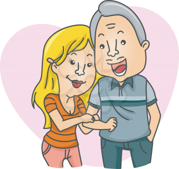 Royalty Free Clipart Image of a Younger Woman and an Older Man