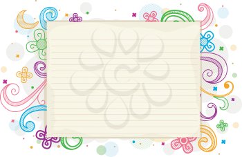 Royalty Free Clipart Image of a Frame of Doodles Around Lined Paper