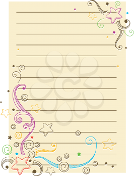 Royalty Free Clipart Image of Doodles in the Corner of Lined Paper