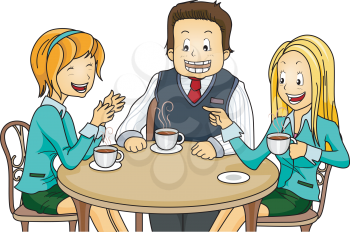 Royalty Free Clipart Image of People Having a Coffee Break