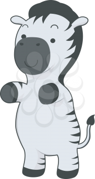 Royalty Free Clipart Image of a Zebra on Its Back Legs