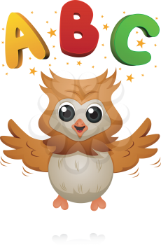 Royalty Free Clipart Image of an Owl With ABC