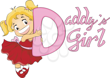 Royalty Free Clipart Image of a Girl Holding the Words Daddy's Girl