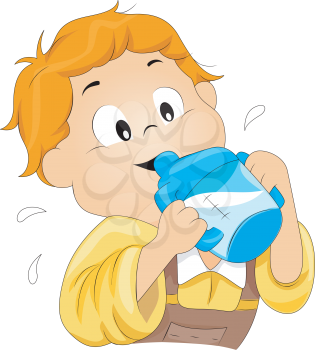 Royalty Free Clipart Image of a Boy Drinking Milk