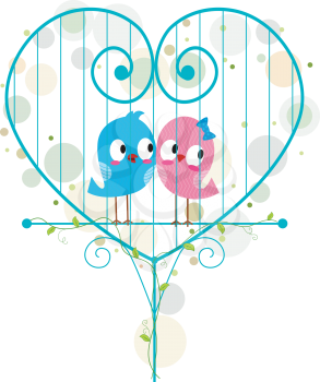 Royalty Free Clipart Image of Birds in a Cage