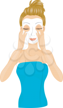 Royalty Free Clipart Image of a Woman Applying a Facial Mask