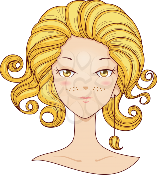 Royalty Free Clipart Image of a Girl With Blonde Curls