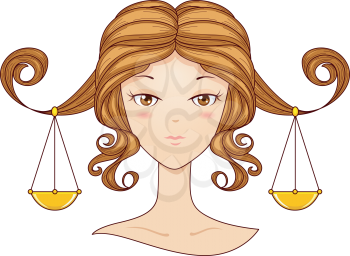 Royalty Free Clipart Image of a Girl With Scales in Her Hair