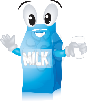 Royalty Free Clipart Image of a Milk Carton With a Glass