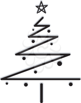 Royalty Free Clipart Image of a Black Zigzag Christmas Tree on White