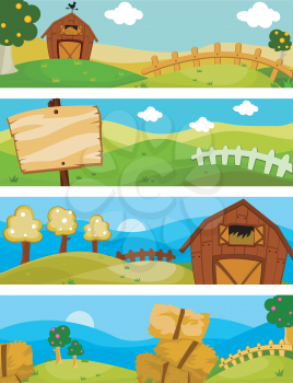 Royalty Free Clipart Image of a Collection of Farm Banners