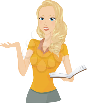 Royalty Free Clipart Image of a Woman With an Open Book