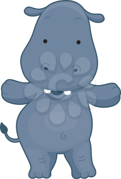 Royalty Free Clipart Image of a Hippo on Its Back Legs