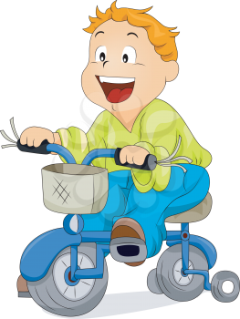 Royalty Free Clipart Image of a Boy on a Trike