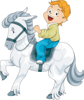 Royalty Free Clipart Image of a Boy on a Horse