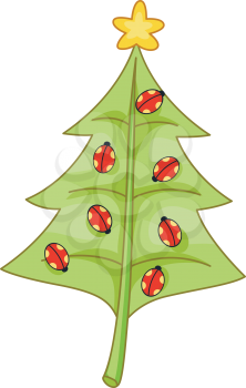 Royalty Free Clipart Image of a Christmas Tree With Ladybugs