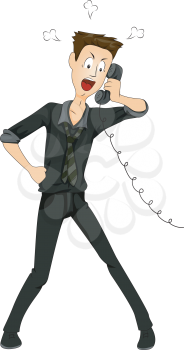 Royalty Free Clipart Image of an Angry Person on a Telephone