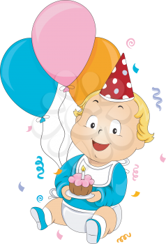 Royalty Free Clipart Image of a Birthday Baby