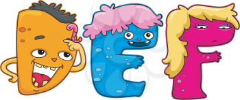 Royalty Free Clipart Image of Monster Letters