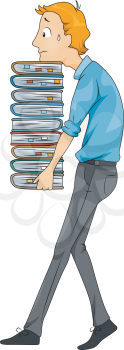 Royalty Free Clipart Image of a Man With Books