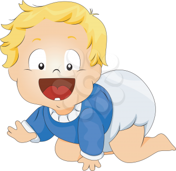 Royalty Free Clipart Image of a Crawling Baby