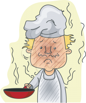 Royalty Free Clipart Image of a Burned Chef