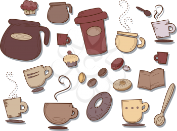 Royalty Free Clipart Image of a Coffee Related Items