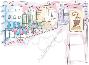Royalty Free Clipart Image of an Urban Scene