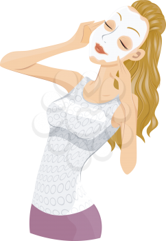 Royalty Free Clipart Image of a Girl With Moisture Cream on Her Face