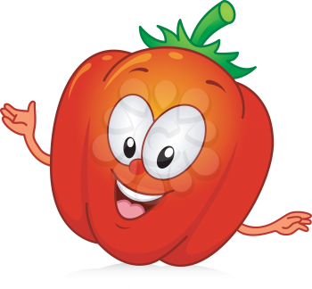 Royalty Free Clipart Image of a Bell Pepper With a Face