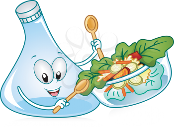 Royalty Free Clipart Image of a Salad Carafe Stirring the Salad