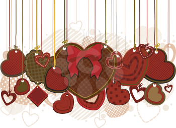 Royalty Free Clipart Image of Hearts on Strings