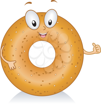 Royalty Free Clipart Image of a Bagel Giving Thumbs Up