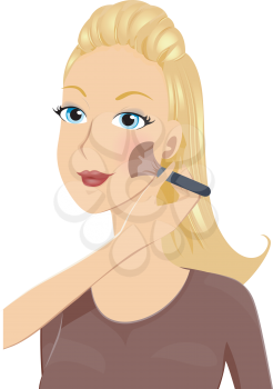 Royalty Free Clipart Image of a Woman Having Blush Applied