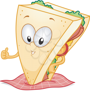 Royalty Free Clipart Image of a Sandwich Giving a Thumbs Up