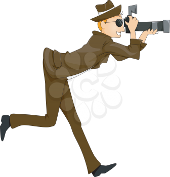 Royalty Free Clipart Image of the Paparazzi With a Camera