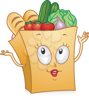 Royalty Free Clipart Image of a Grocery Bag