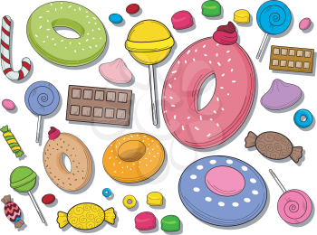 Royalty Free Clipart Image of a Background of Candies