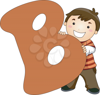 Royalty Free Clipart Image of a Boy With a B