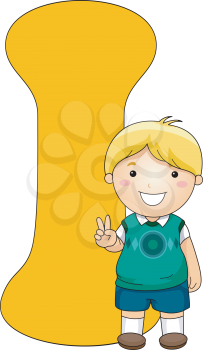 Royalty Free Clipart Image of a Boy Beside an I