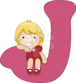 Royalty Free Clipart Image of a Girl Sitting on a J