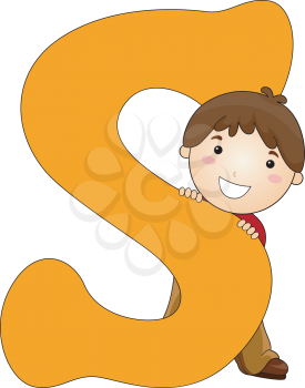 Royalty Free Clipart Image of a Boy With an S