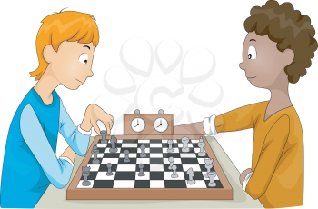 Royalty Free Clipart Image of Two Teens Playing Chess