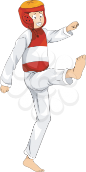 Royalty Free Clipart Image of a Boy Practising a Martial Art