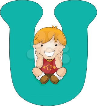 Royalty Free Clipart Image of a Little Boy Sitting on a U